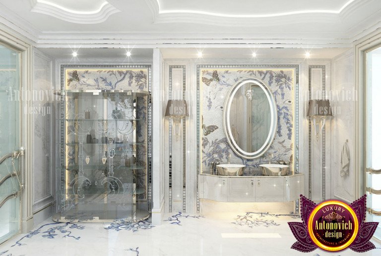 Elegant marble flooring and wall design in a modern bathroom
