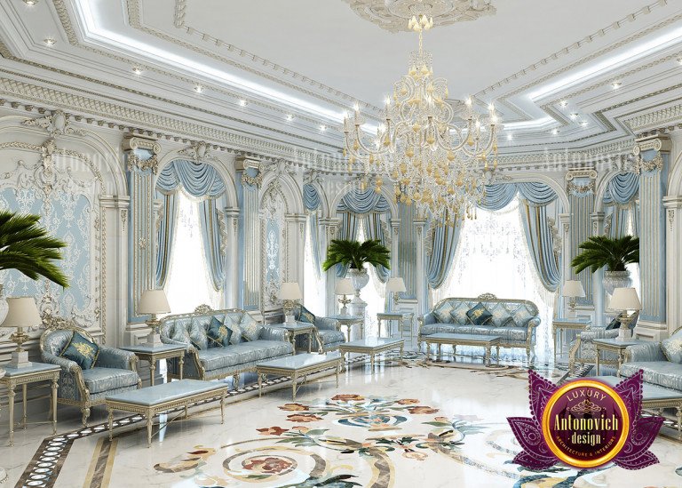 Majlis living space showcasing lavish Arabian decor