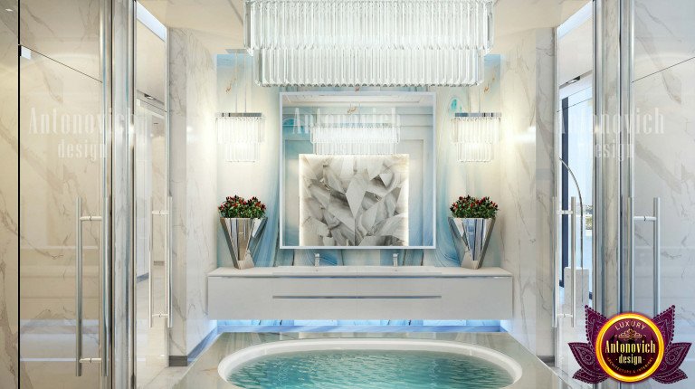 Elegant marble-tiled shower in a luxurious bathroom