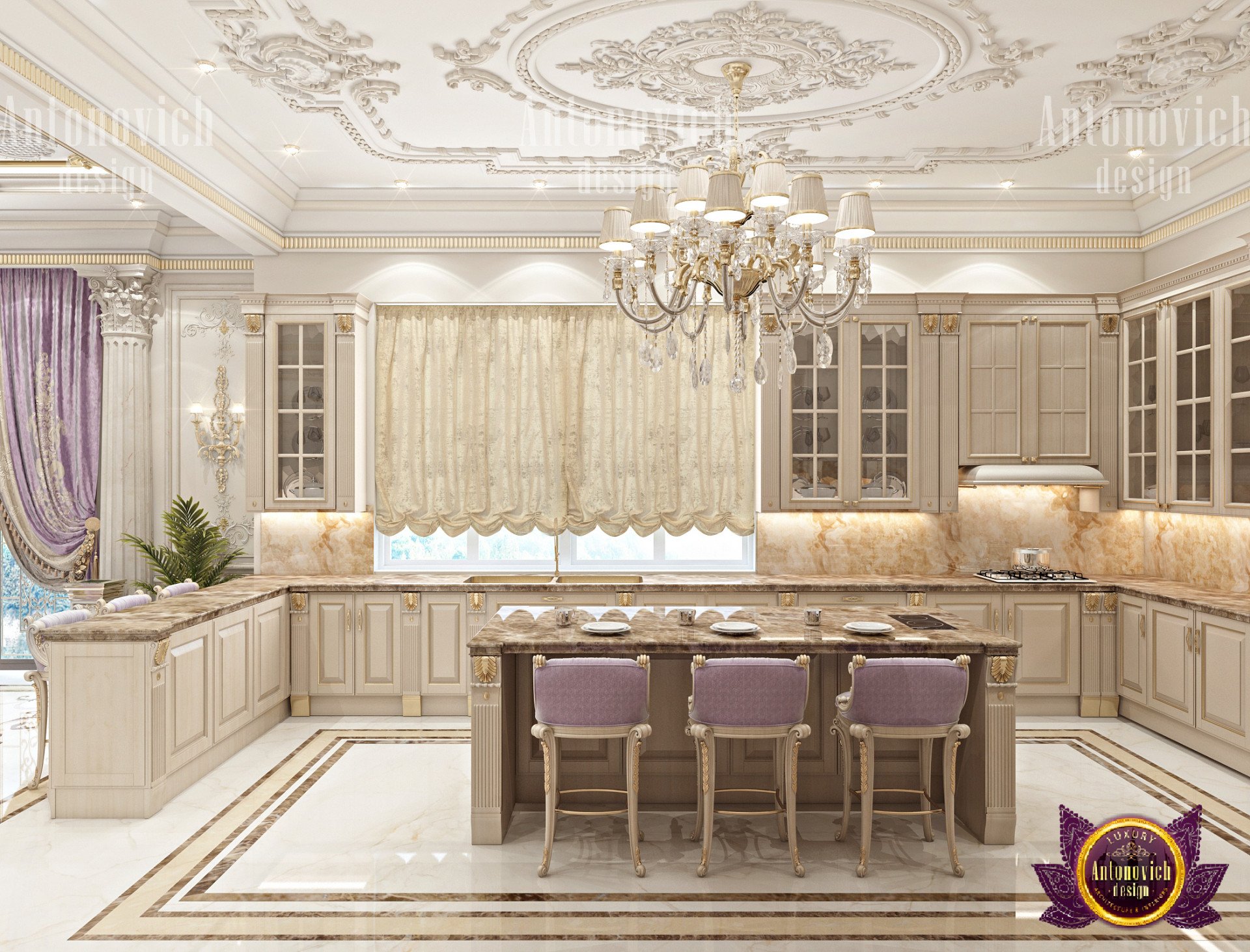 Neoclassical kitchen clearance cabinets