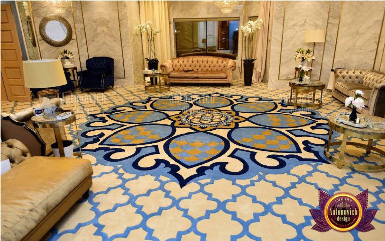 Custom carpet with a bold geometric design