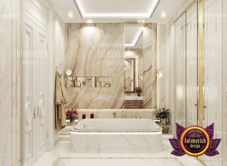 Elegant freestanding bathtub in a spacious grand home bathroom