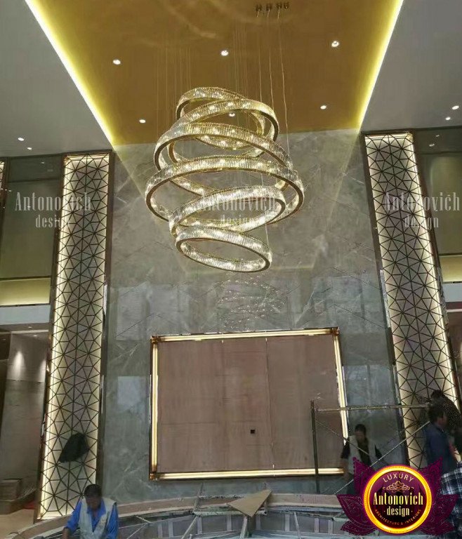 Elegant chandelier adding sophistication to a modern dining area