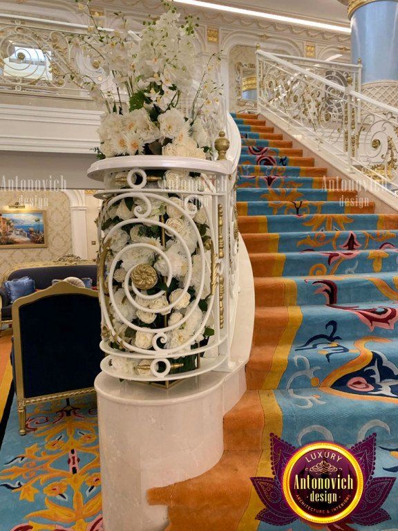 Elegant noble staircase with intricate railing design