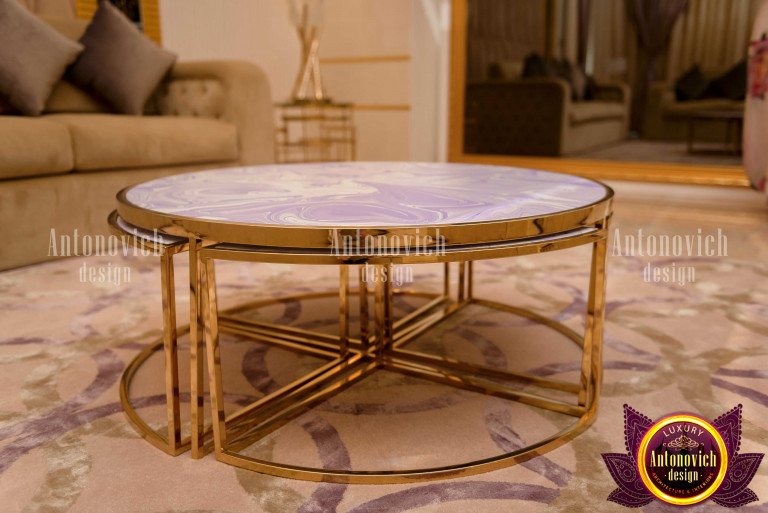 Elegant clear acrylic coffee table in a modern living room