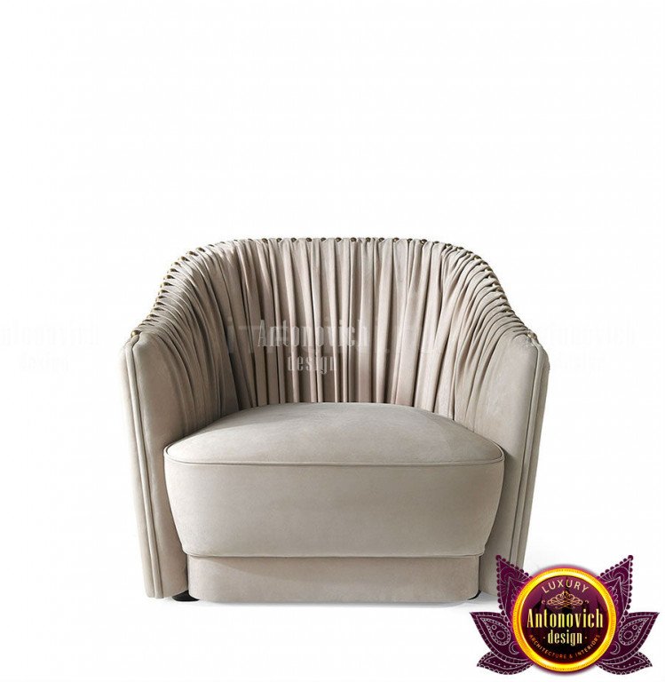 Modern designer armchair with sleek lines and plush cushions