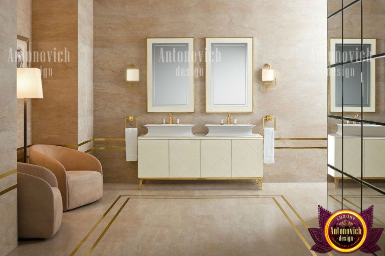 Luxurious custom bathroom vanity with marble countertop