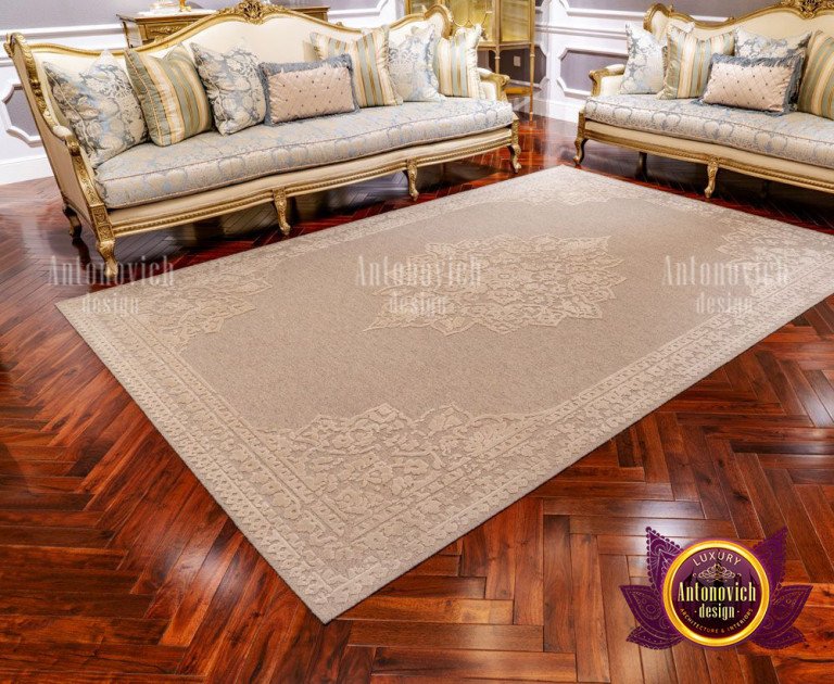 Elegant handwoven carpet with intricate patterns
