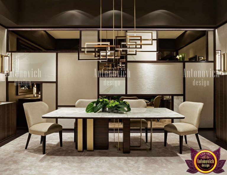 Contemporary dining room set featuring signature design elements