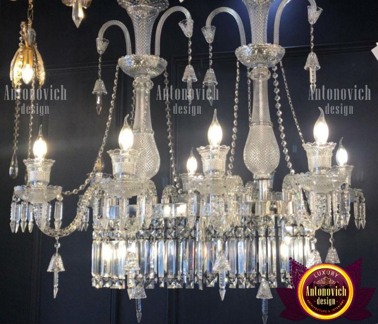 Elegant brass chandelier with candle-like lights