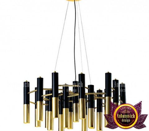 Modern black chandelier with unique geometric design