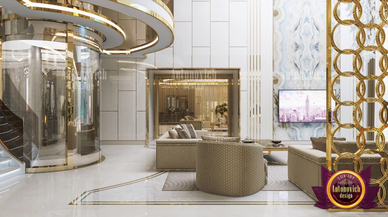 Sleek and modern kitchen design featuring marble countertops in Dubai