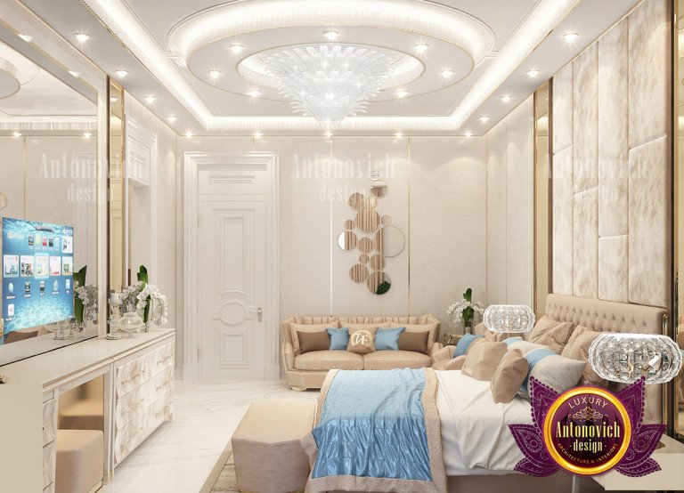 Stunning modern bedroom with cozy lighting and stylish decor