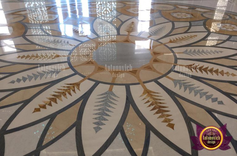 Intricate marble floor design with a stunning pattern