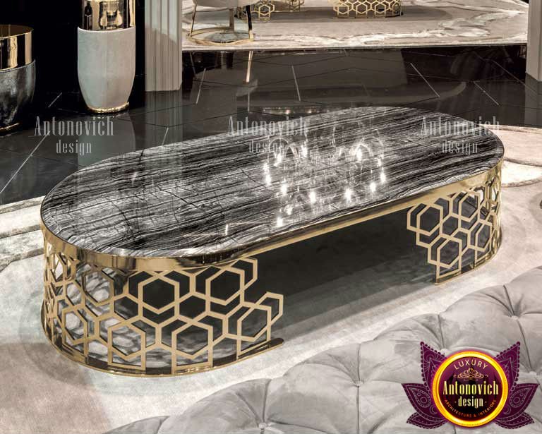 Luxurious marble coffee table in a chic living room