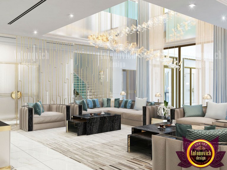 Sophisticated modern living room with plush velvet sofa