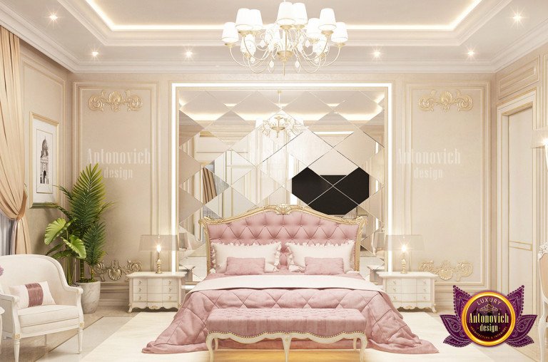 Elegant pink living room with plush furniture and chic decor