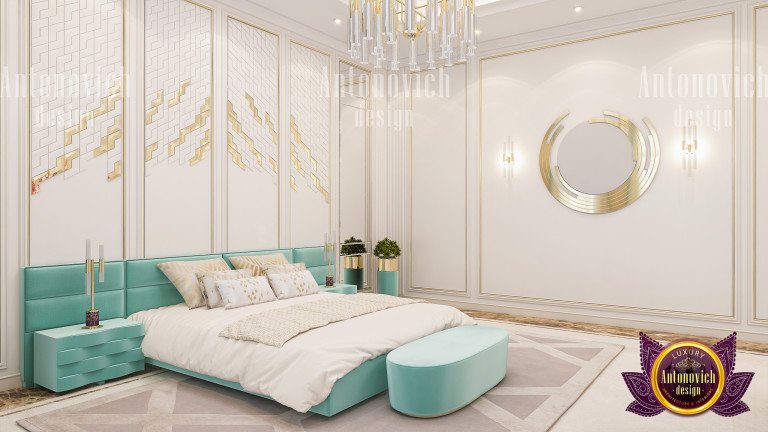 Elegant bedroom with harmonious color scheme