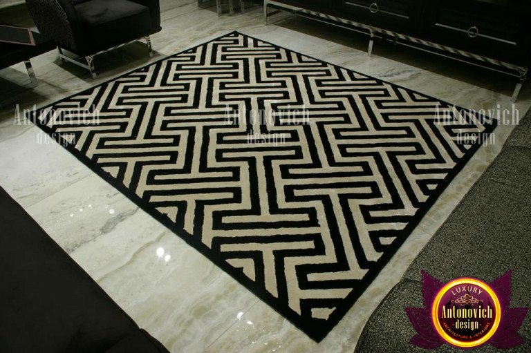 Classic monochrome carpet pattern adding sophistication to a space