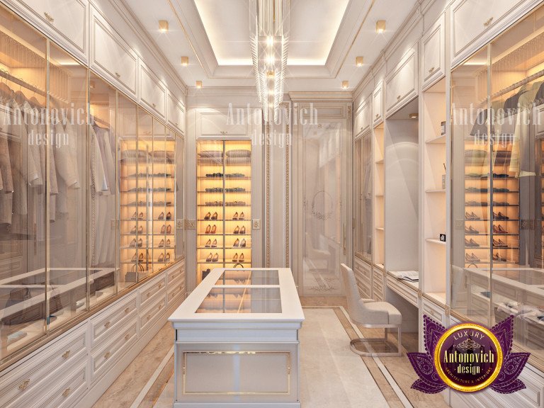 Elegant walk-in closet with floor-to-ceiling storage