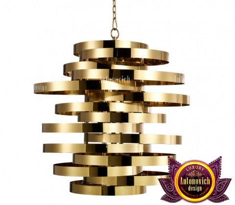 Modern gold chandelier adding a touch of chic to a dining area