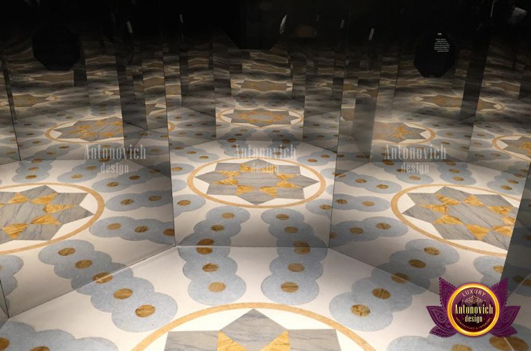 Stylish marble flooring with a unique geometric pattern
