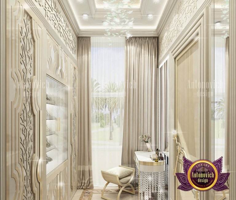 Luxurious dressing room with opulent lighting