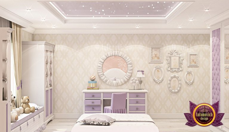 Charming princess-themed dresser and mirror set