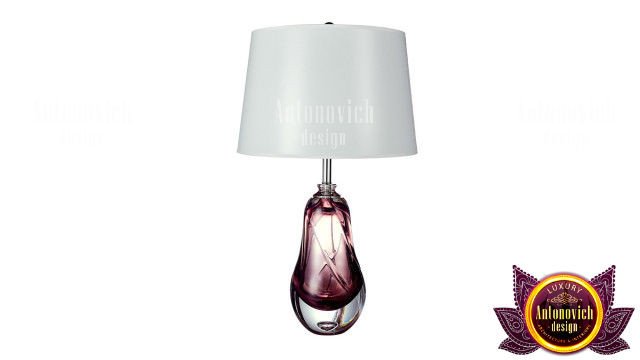 Elegant table lamp with a sleek design on a wooden side table