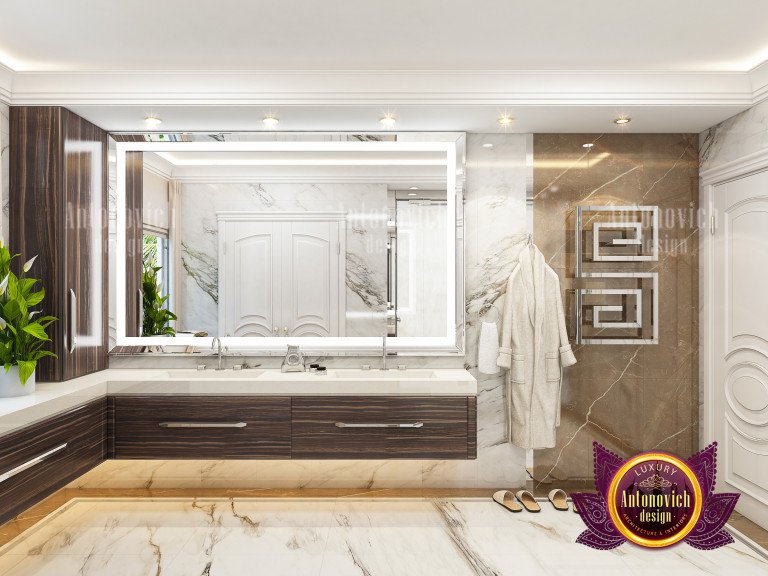 Luxurious marble bathroom featuring a spacious walk-in shower