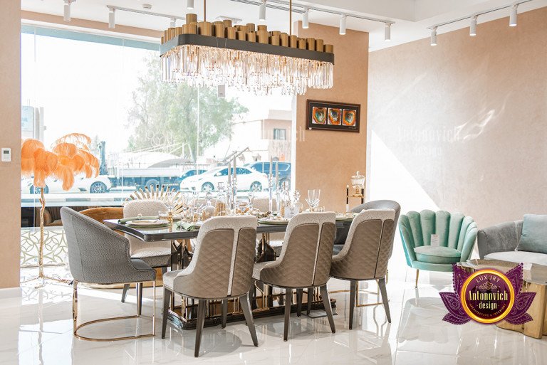 Luxurious living room set in a Dubai furniture showroom