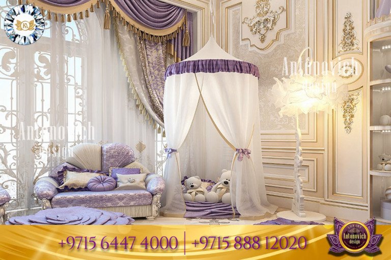 Luxurious princess canopy bed with elegant drapes