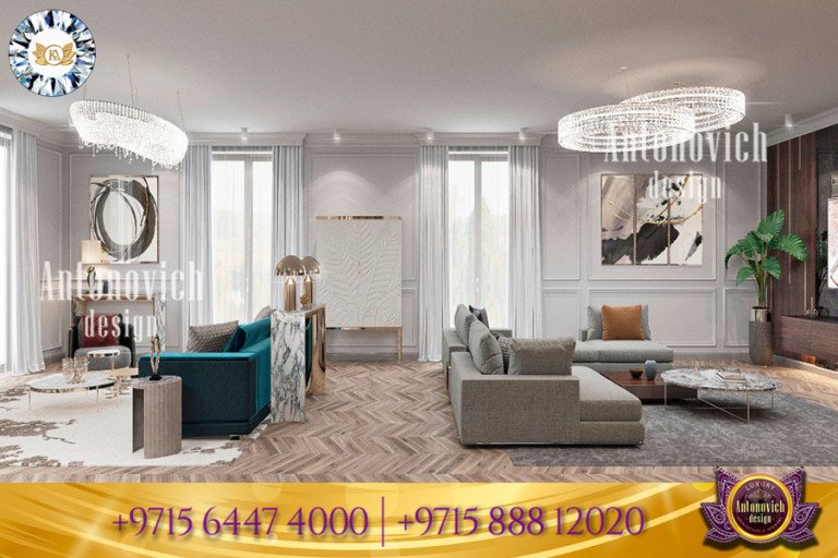 Stunning open-concept luxury modern apartment living room