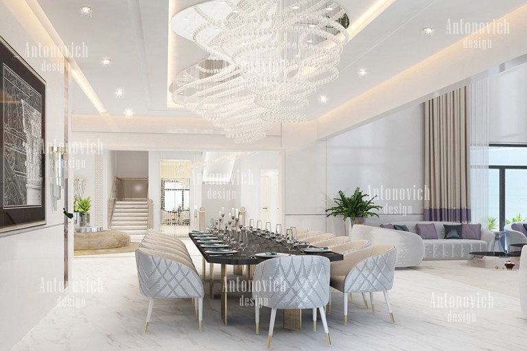 Opulent living room design in Dubai mansion