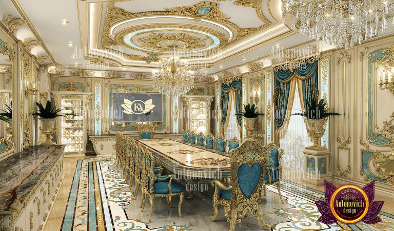 Opulent royal style dining area in Dubai