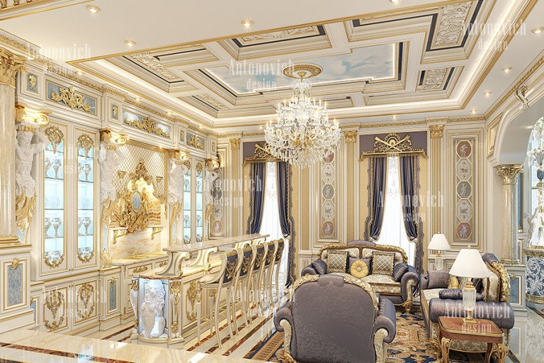 Elegant dining area featuring luxurious classical decor
