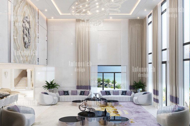 Elegant living room design in the Bahrain luxury villa