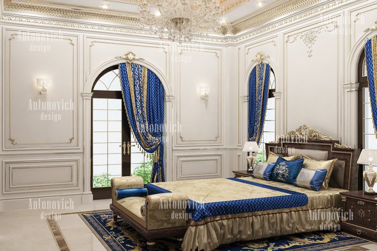 Sophisticated bedroom featuring New Classical style