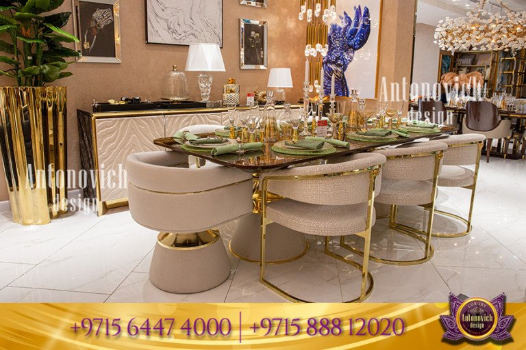 Luxurious dining room setup by the best furniture designers in Dubai