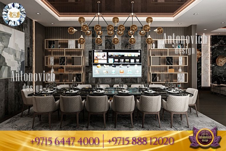 Elegant dining room with luxurious chandelier