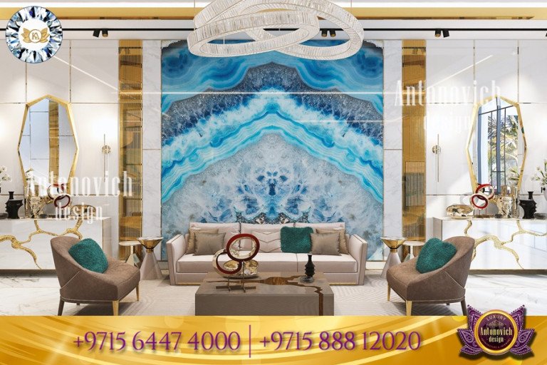 Elegant living room designed by Dubai's top luxury interior designers