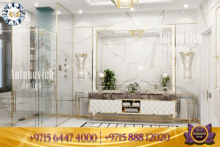 Sophisticated marble bathroom vanity with stylish fixtures