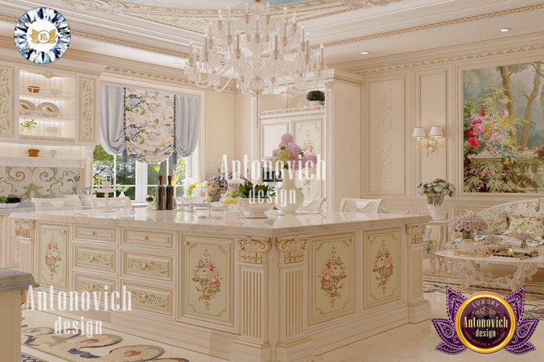 Katrina Antonovich's elegant luxury kitchen with marble countertops