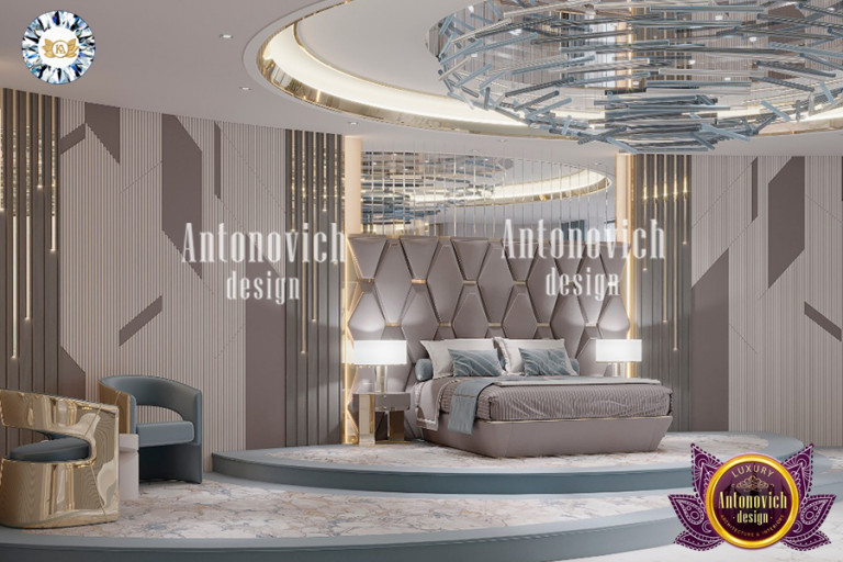 Stunning modern master bedroom with sleek furniture and lighting