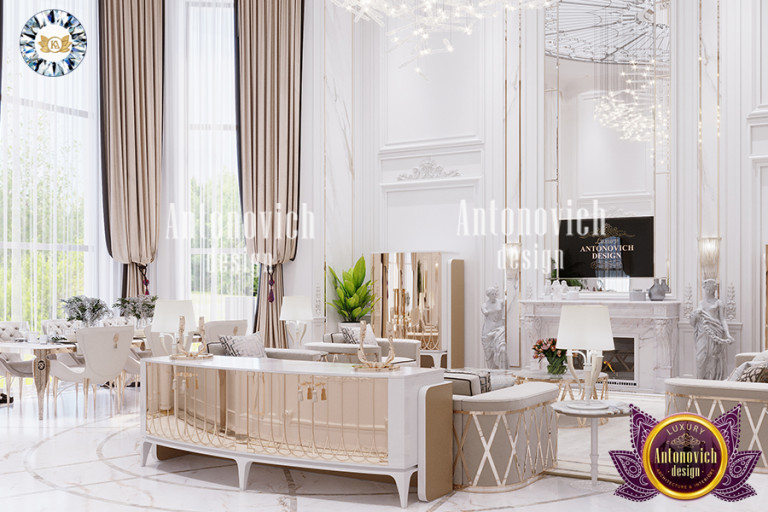 Elegant living room with panoramic views in Dubai Hills Villa