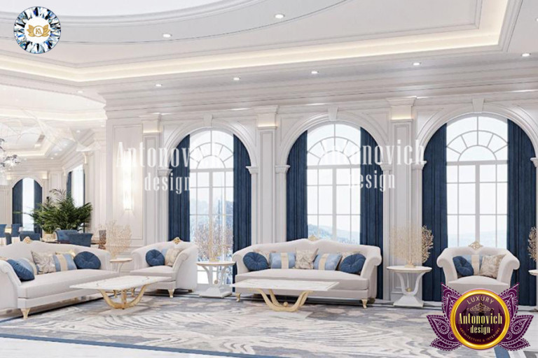 Exquisite living room with lavish furnishings and intricate details