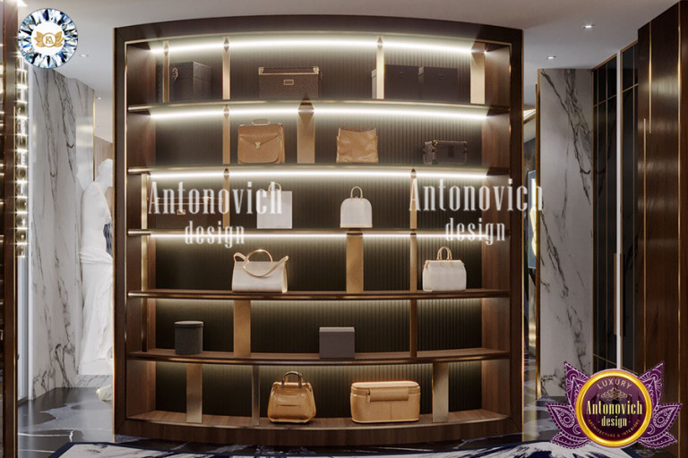 Chic walk-in closet design with luxurious accents