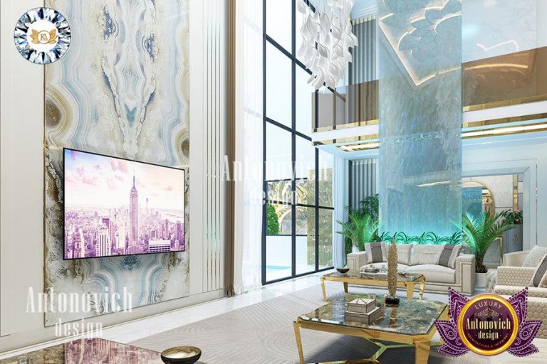 Stunning outdoor pool and lounge area in a Dubai villa by Antonovich Design