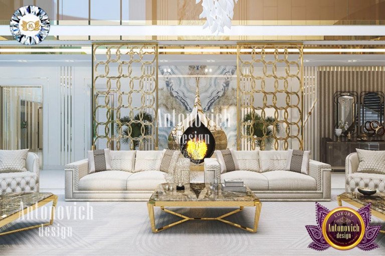Exquisite living room design in a luxury Dubai villa by Antonovich Design