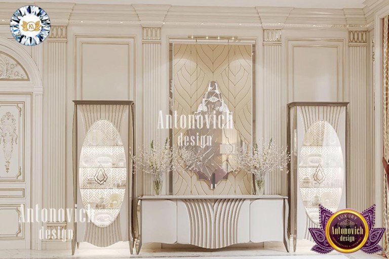 Bespoke dining room design showcasing intricate patterns and finishes